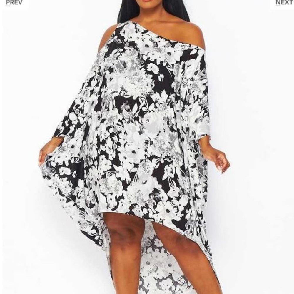 Asymmetrical off shoulder dress